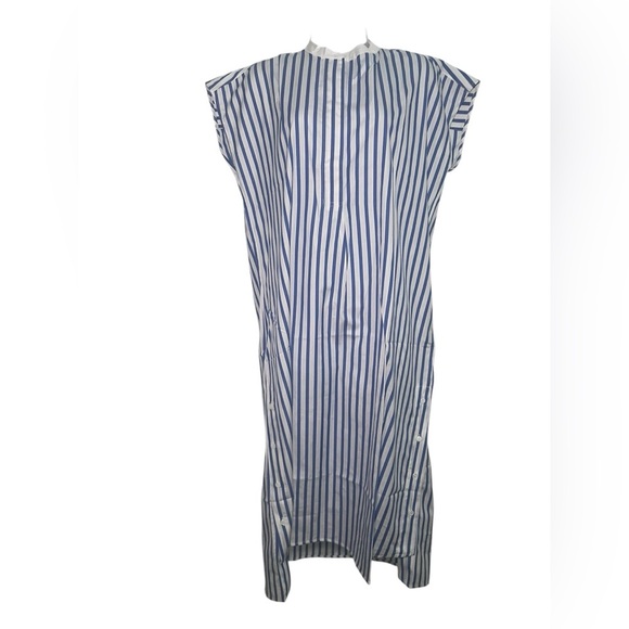 Harshman New NWT Edith Shirt Midi Dress Blue White Stripe Size Small - Picture 2 of 6